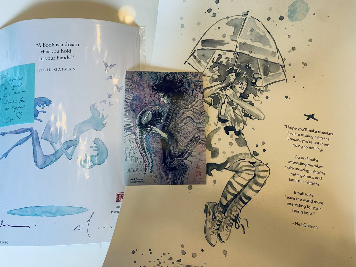 bernicekahay's tweet photo. Thank you so much @neverwear for the @neilhimself @davidmackkabuki prints and the upgrade! They’re even more stunning in person. https://t.co/B80NezmPuB