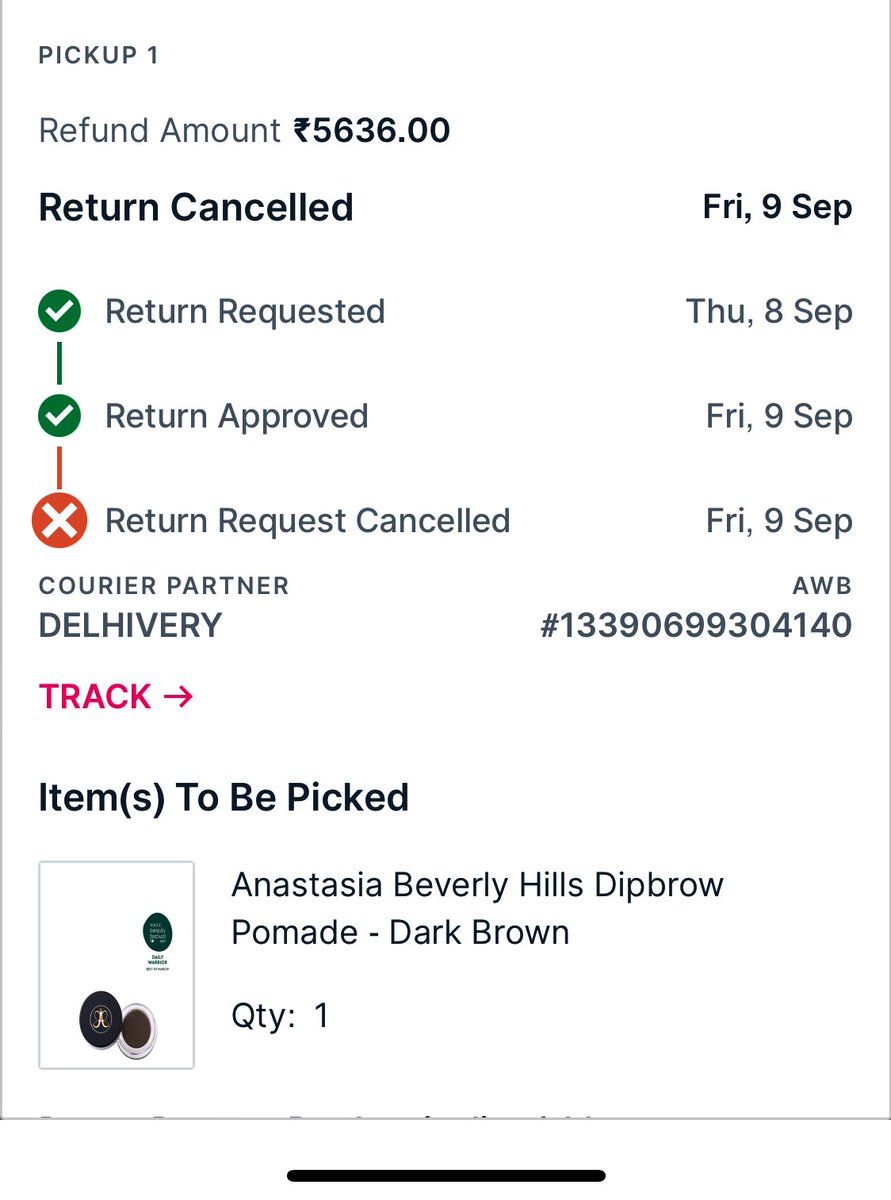 syed1506's tweet photo. @MyNykaa 3rd return request cancelled.  Received a broken product and they are not accepting it back.      #looted #scammed @MyntraSupport @amazon @Flipkart @AJIOLife https://t.co/sAD9o79LOs