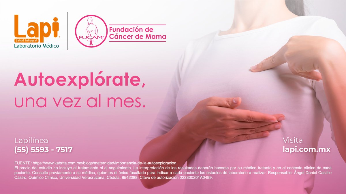 lapi_lab's tweet photo. Tu autoexploración mamaria debe hacerse a partir de los 18 años (7 días después de terminada la menstruación) en Una Alianza por tu Vida, Lapi y @FUCAMM estamos contigo.
#LasQueremosLasCuidamos #UnaAlianzaPorTuVida #CáncerDeMama #CuentaConNosotros #LaboratoriosLapi #LapiMx https://t.co/C7hpgbiYIZ