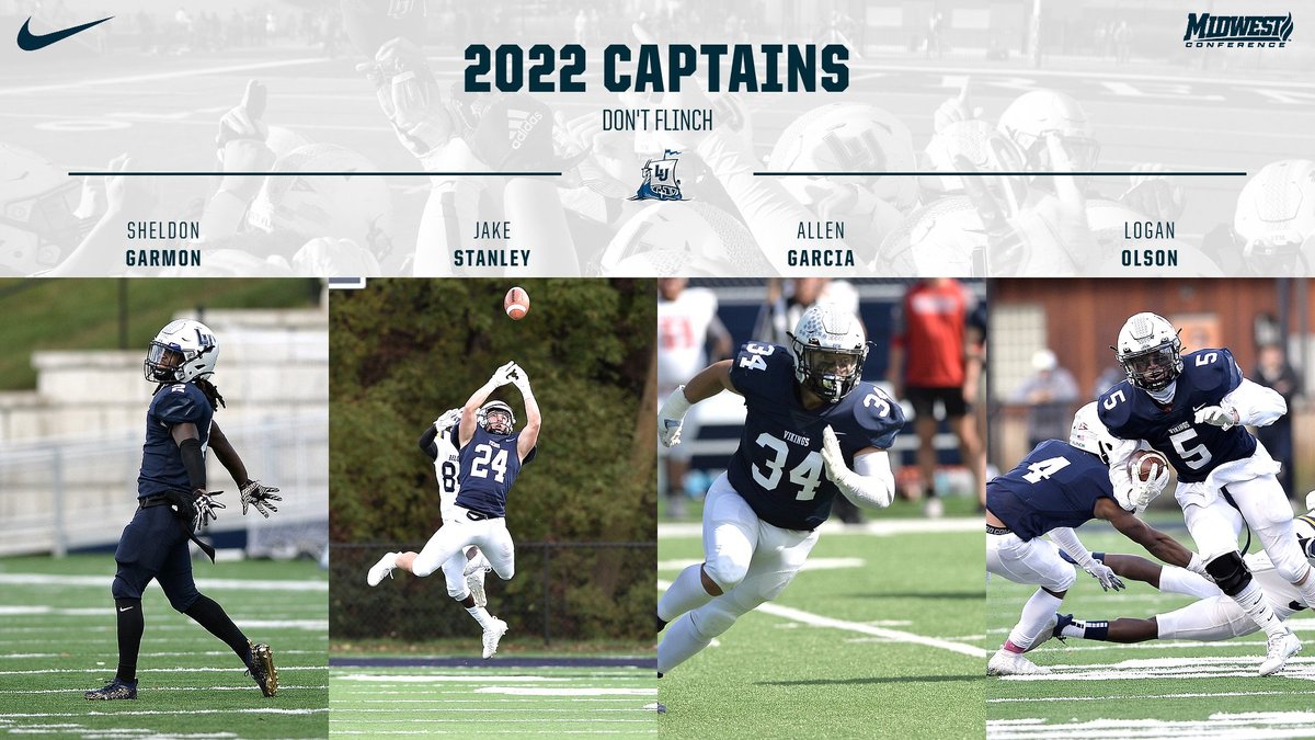 LUVikingsFB's tweet photo. Introducing our captains for the 2022 season. These young men embody the flinch free mentality at its finest. 🔵⚪️#DontFlinch https://t.co/rCa2cnAwvK