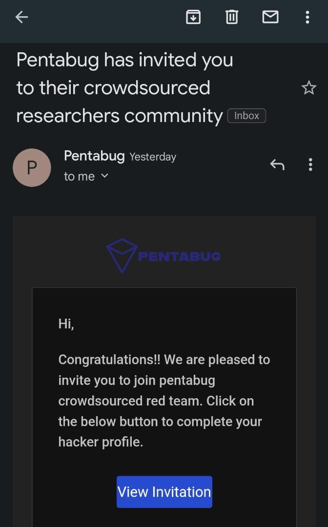 3mSecurity's tweet image. I am so excited to be a part of the PentaBug Red Team. Looking forward to hunt on @pentabug. pentabug.com.
#pentabug #letsgohunting