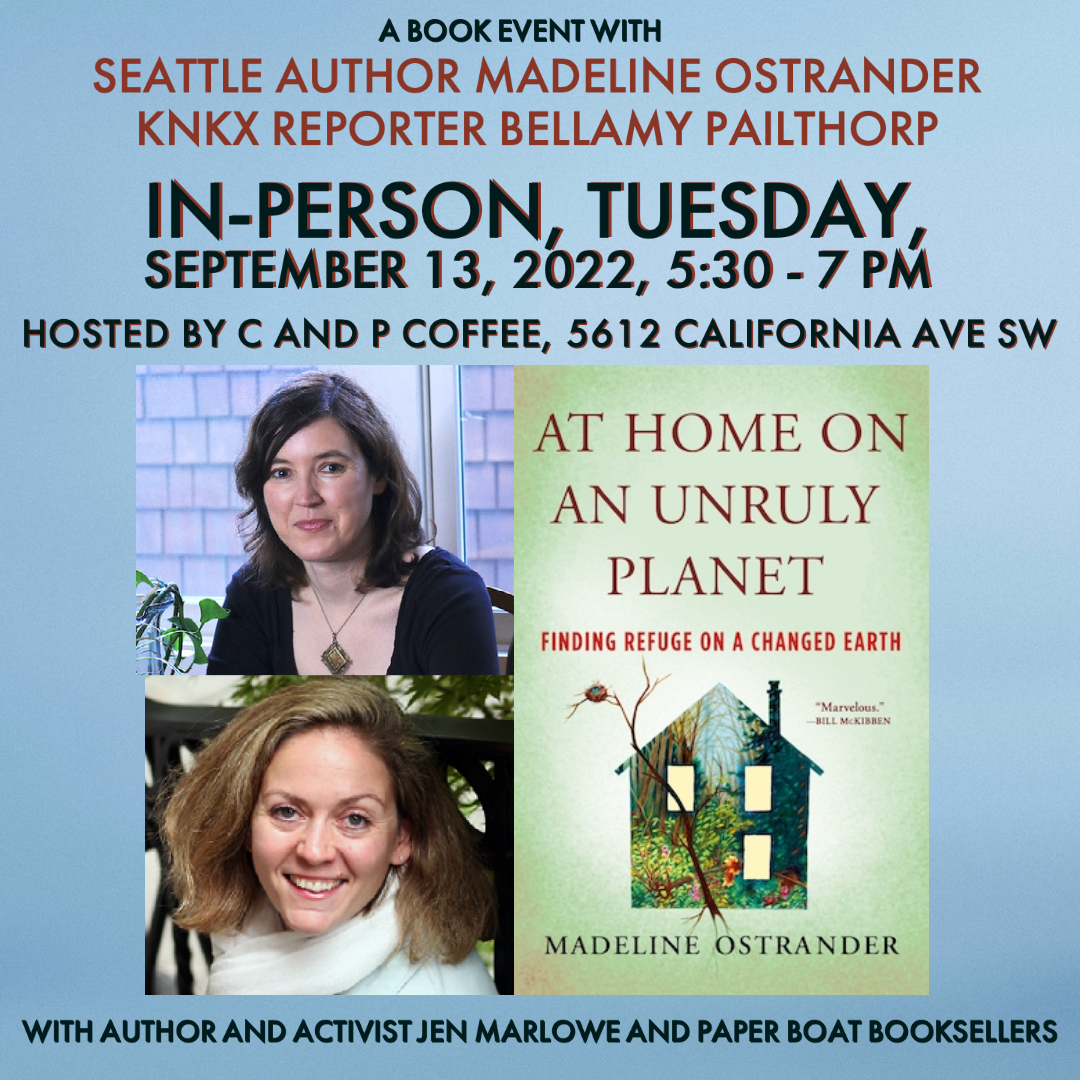 Getting ready to have a good conversation with Madeline this TUESDAY EVENING in West Seattle -- we'll take your questions too, please join us!