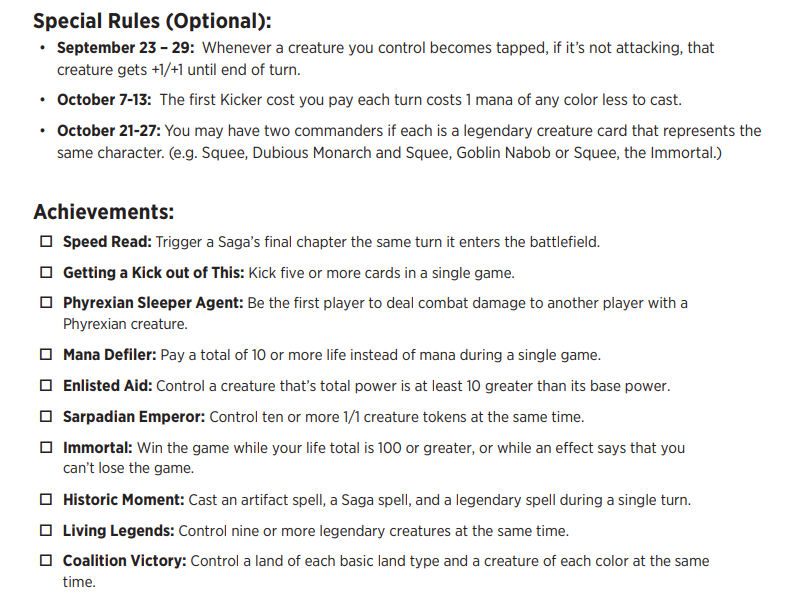Here's something I worked on for Dominaria United that I'm excited to share: Commander Nights Achievements!

I had an absolute blast making these and I hope you enjoy playing with them at your WPN store's Commander Nights events this season.

#wotcstaff #MTGDominaria