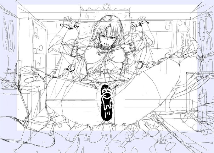 チョコチョコアップするワーズワースのシャロンの作業中の依頼CGその5
初期の構図ではシャロンの足が結構途切れて全体が見えないという事で、全体的に縮小して色々描き直しや追加した物。
ここから清書に入ってますね。
ちなみに椅子はトゲトゲです…血が出てます…😣 