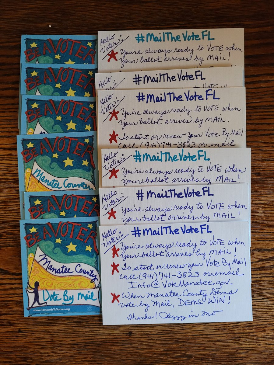 A dozen #PostcardsToVoters sent to remind Manatee Co. DEMS to  #MailTheVoteFL.