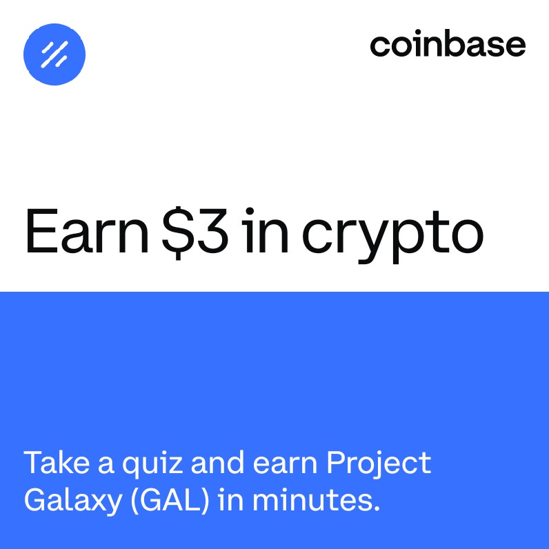 RealEholmes's tweet photo. You can earn $3 in GAL by learning about Project Galaxy on @Coinbase. Watch lessons, take quizzes, and earn crypto in minutes: https://t.co/iI581Eh1AN https://t.co/mvisJP9R2E
