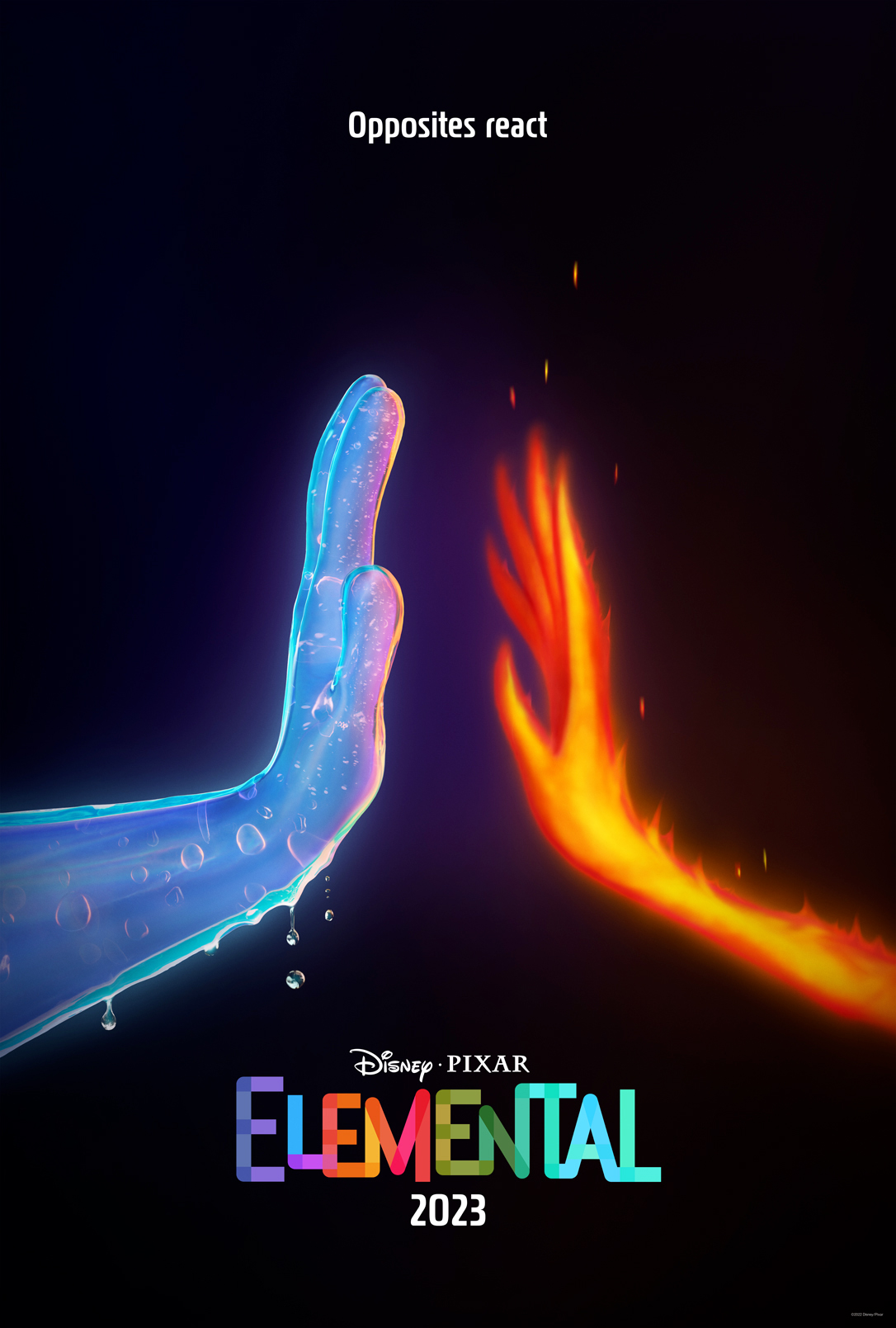 Nieuwe teaserposter van Elemental door Pixar Animation