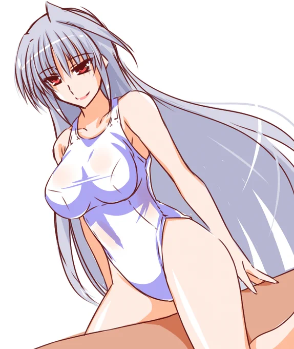 スケスケ競泳水着でも上に乗ってくれるアインスさん。この後ヌルヌルローションマッサージしてくれるに違いない(キリッ 