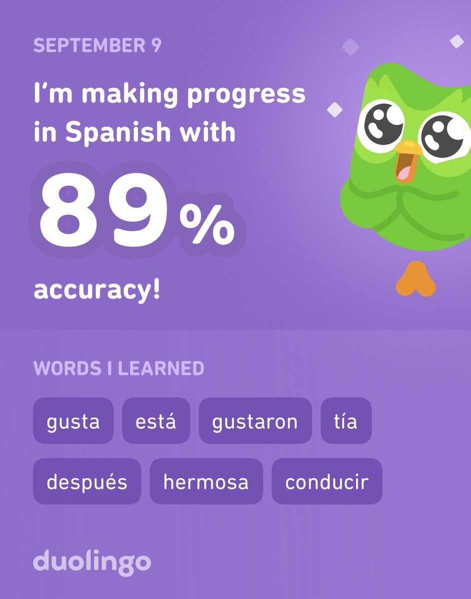 I’m learning Spanish on Duolingo! It’s free, fun, and effective.