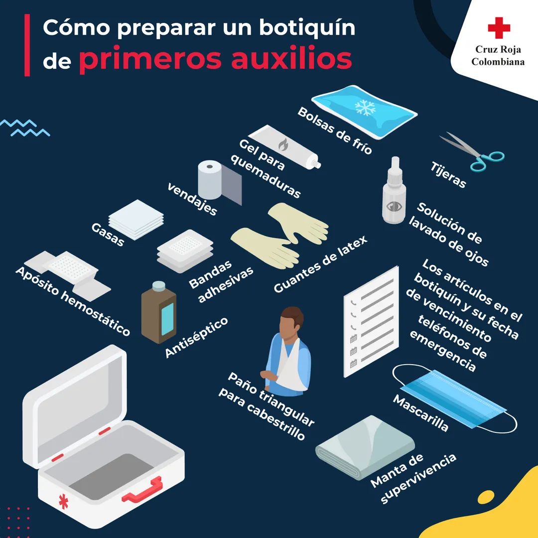 cruzrojaboy's tweet photo. ¿Sabes qué debe llevar un botiquín de primeros auxilios? ¡Aquí te contamos todos los elementos que debes tener en el tuyo! 
.
.
#SomosCruzRoja
#PrimerosAuxiliosCR https://t.co/4OjAuOOvZM