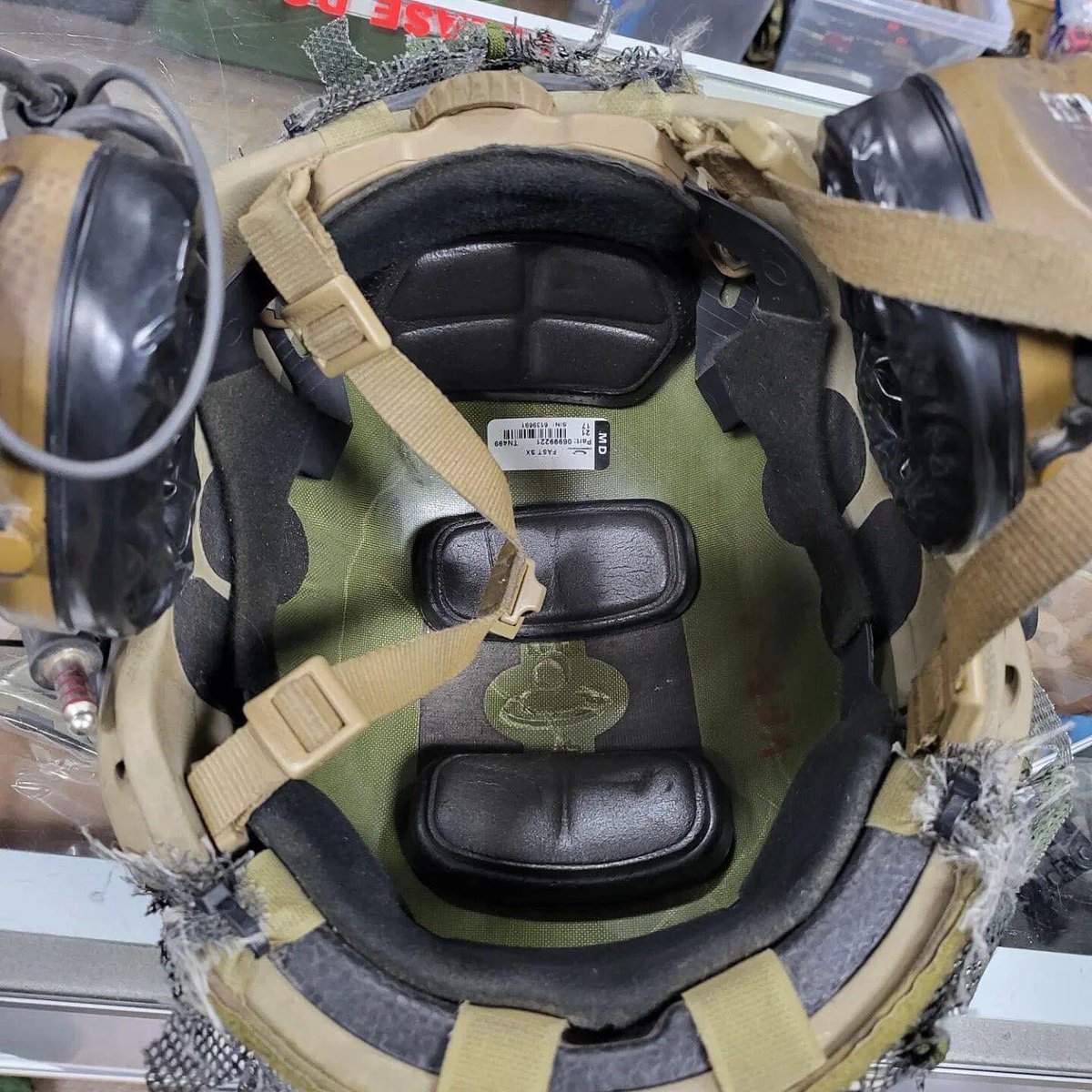 MK_gear_surplus's tweet photo. OpsCore Fast SX, Size Medium, Agilite Cover, With woodland camo netting over helmet, Peltor Comtac V, Helmet does show signs of wear. Set up for you 82nd Guys.
#opscorehelmet #opscore #peltorcomtac #coolguygear #agilite #swic #silverbacksurplus #specialforces #ftbraggnc https://t.co/m6oHTtapFJ
