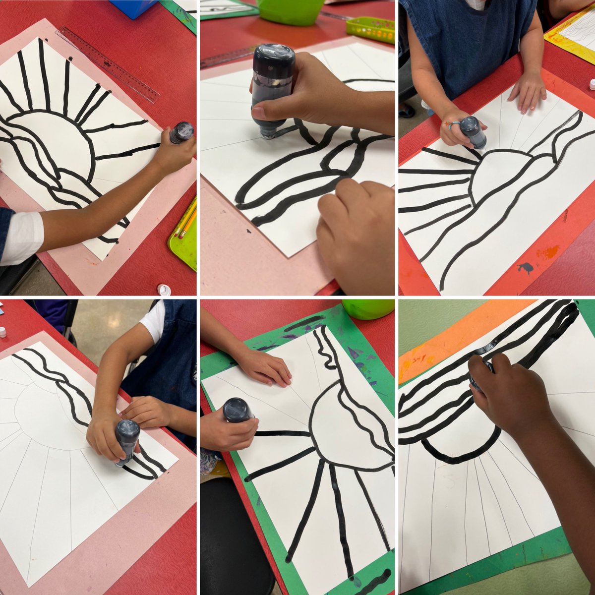 lamoss930's tweet photo. 🎨 When it’s your first time teaching students how to use India ink bingo daubers and you have a panic moment when you see this kiddo’s shorts! Whewwww, he came in that way! Way to plan your outfit for art class, buddy. Gorgeous watercolor sunsets coming soon! 🌅 @JackyOlivaresFA https://t.co/6WwAH8Iqkb