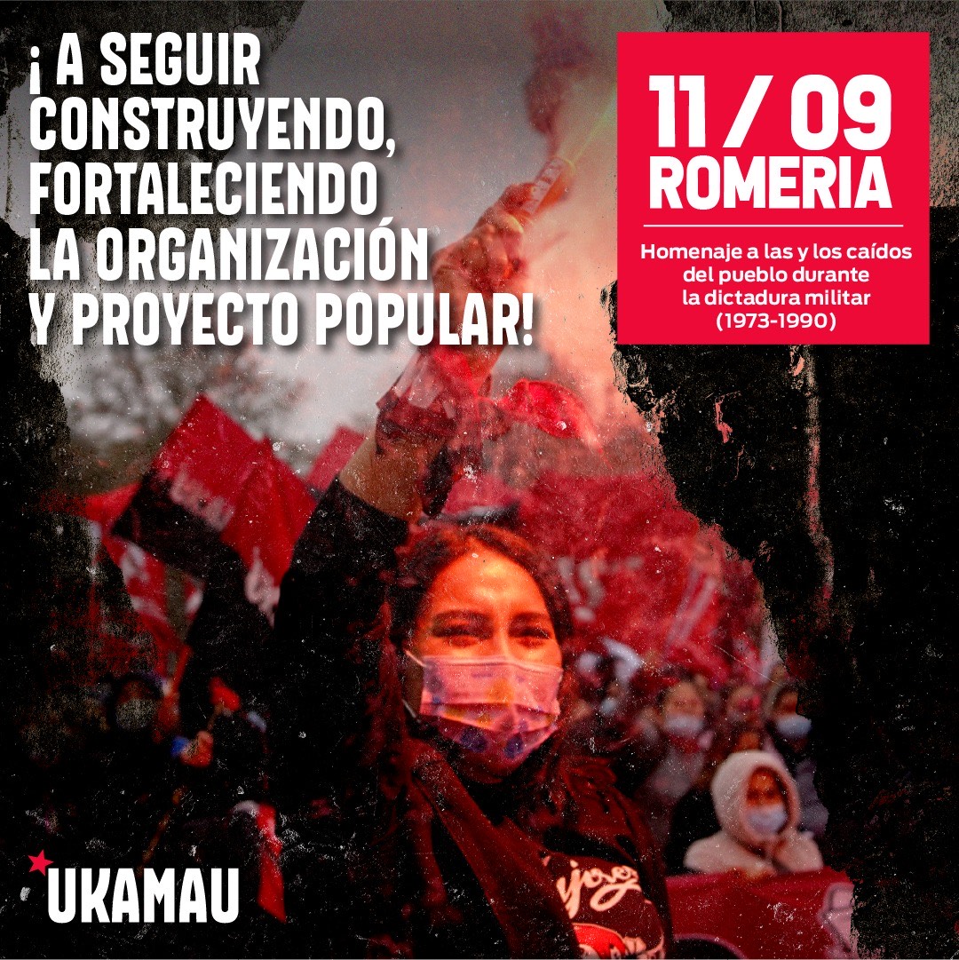 Nos encontramos este Domingo 11 de Septiembre en la romería y marcha hacia el cementerio general a las 10.00 hrs, desde Plaza Los Héroes con Alameda.
A levantar la organización y proyecto popular.
#Ukamau #Chile