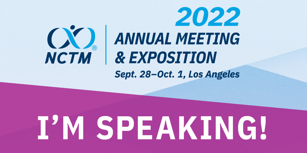 I’m excited to share that I will be presenting Let's Give Them Something to Talk About: Facilitating Meaningful Mathematical Discourse in PK–2 at #NCTMLA22 on 9/29/2022 at 8:00 AM! Join me: nctm.org/losangeles2022/