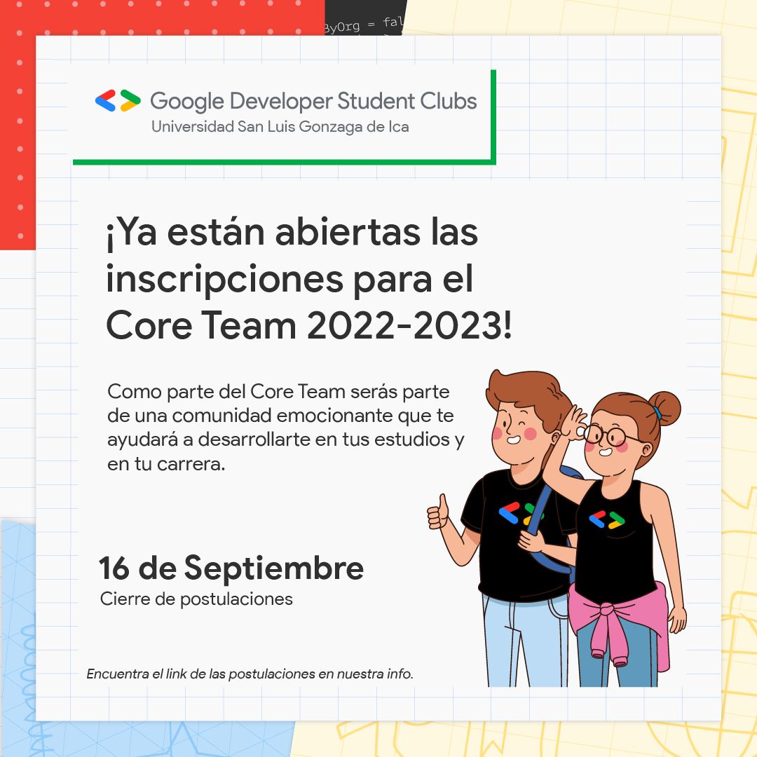 dsc_unica's tweet photo. 🚨Ya están abiertas las inscripciones para formar parte del Core Team GDSC UNICA 2022-2023 🌐💚
Aplica aquí : https://t.co/l3ngWySc1C
.
.
.
#gdsc #gdsc_unica #google #tecnologia #comunidad https://t.co/O3p9AIn2g8