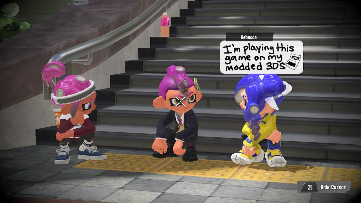 Zeromomentaii's tweet photo. When your friends are nerds and you just listen anyway #Splatoon3 #NintendoSwitch https://t.co/lZs6MW74Mu