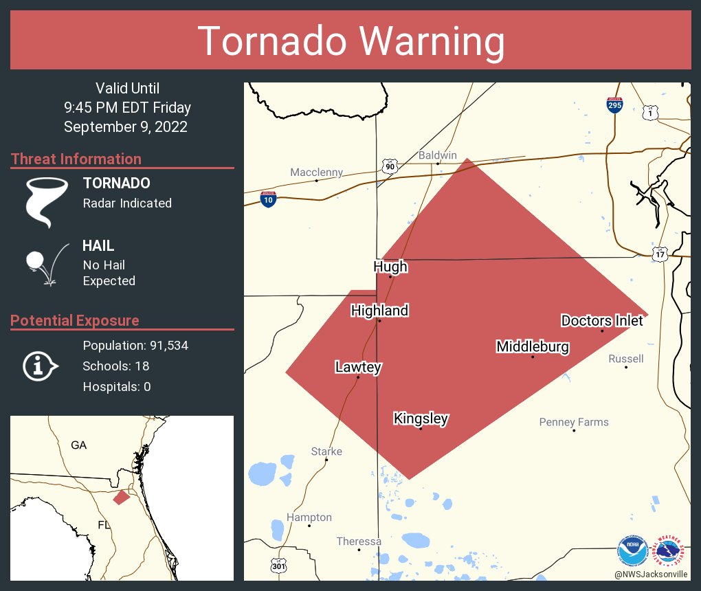 NWS Jacksonville on Twitter "Tornado Warning including Middleburg FL
