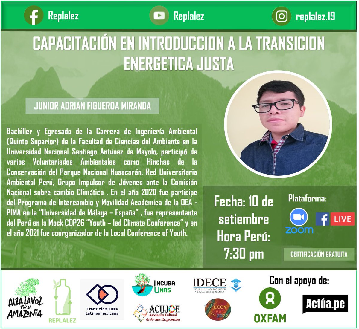 replalez's tweet photo. Deseas informarte sobre Introduccion a la Transicion Energetica Justa 
Inscríbete aquí https://t.co/ZgOjKhGihH

#macrocentro #activismo #organizaciones #replalez #energiasrenovables #transicionenergetica #cambioclimatico #justiciaclimatica
#luchaclimatica #alvalavozporlaamazonia https://t.co/ex9wb7yA0R