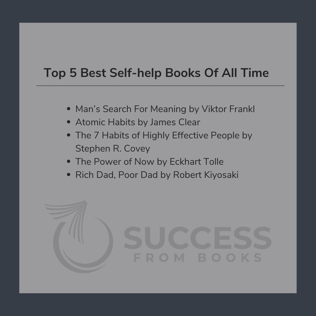 Successfrmbooks's tweet photo. Top 5 best self-help books of all time.

Have you read any of these? https://t.co/w9FEN7J535