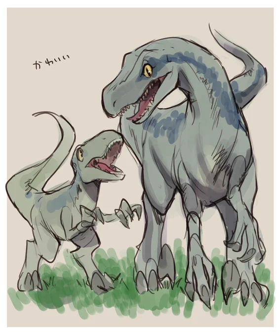 ちょっと前に落書きしたブルーとベータ かわいい#ジュラシック・ワールド 