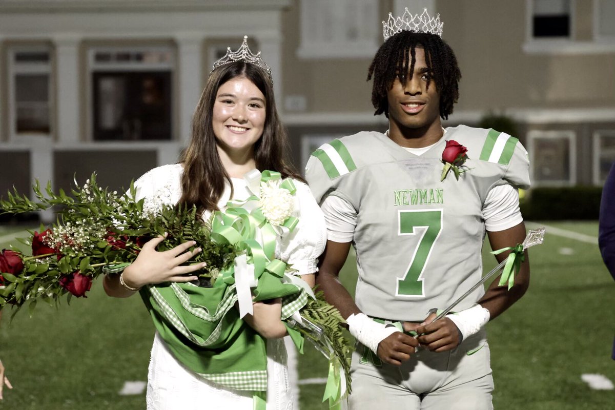 NewmanAthletes's tweet photo. And at halftime Cora Villere and Austin Guillory were honored as Queen and King of a very impressive homecoming court. https://t.co/1Ft9Te6rDU