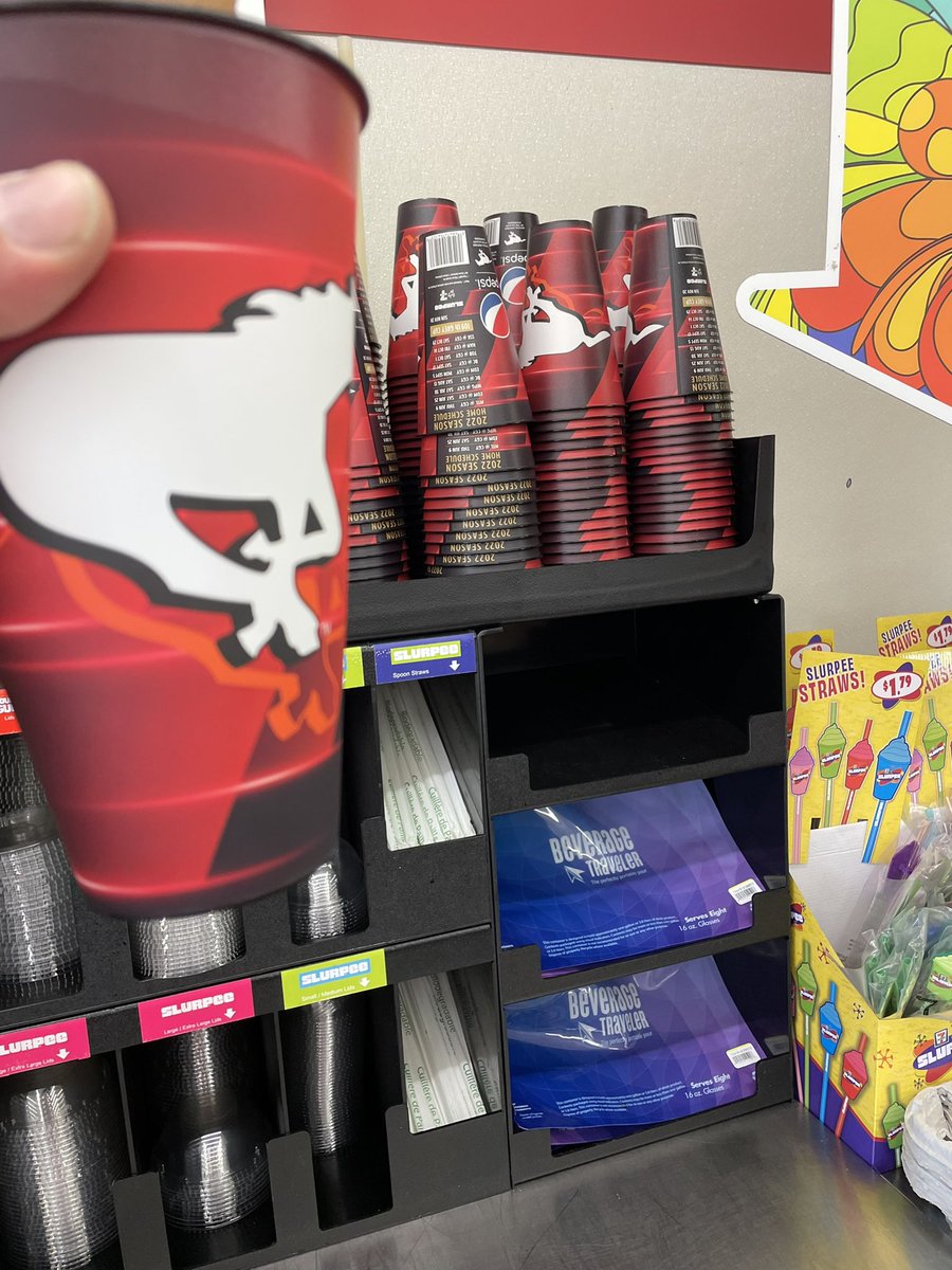 paulferocious's tweet photo. Wasn’t looking for a slurpee but this @calstampeders cup and the chance to participate in @2andOutCFL conversation was too great @Travis_Currah @Brazilian_Ty @Loststar314 @outstandingmike @shamwowguyIII #HalfTime @CFL https://t.co/7ZMqcVqzZt