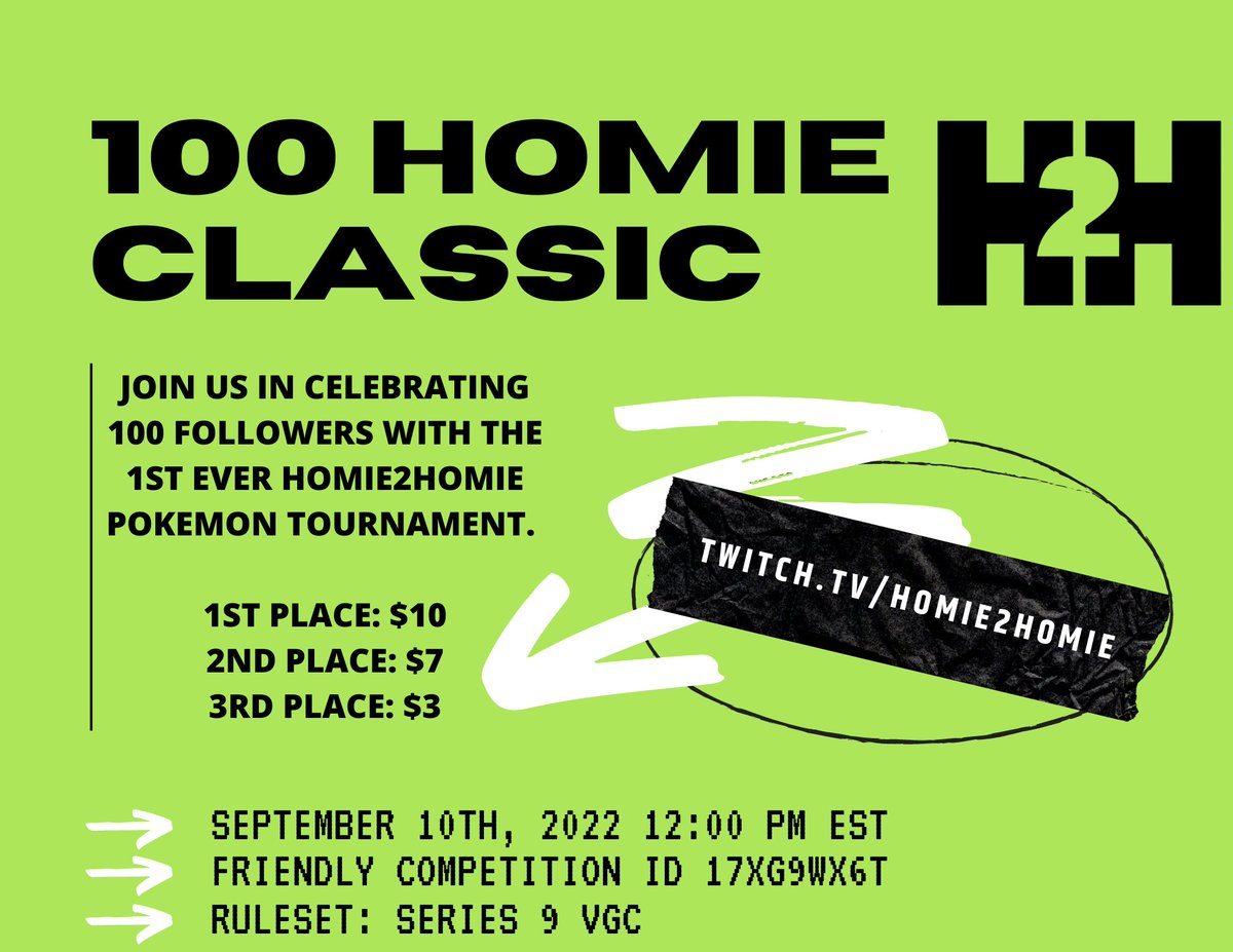 Homie2Homie_'s tweet photo. We are going live with Viewer Multi-Battles Ft. @Casual_KJ  !  Also if you haven't already registered for the 100 Homie Classic, go ahead and sign up! The Friendly Competition Code is: 17XG9WX6T
 
https://t.co/zPSaTn5unW

#PokemonSwordShield #series9 #Pokemon #tournament https://t.co/5O8LbhPeUv