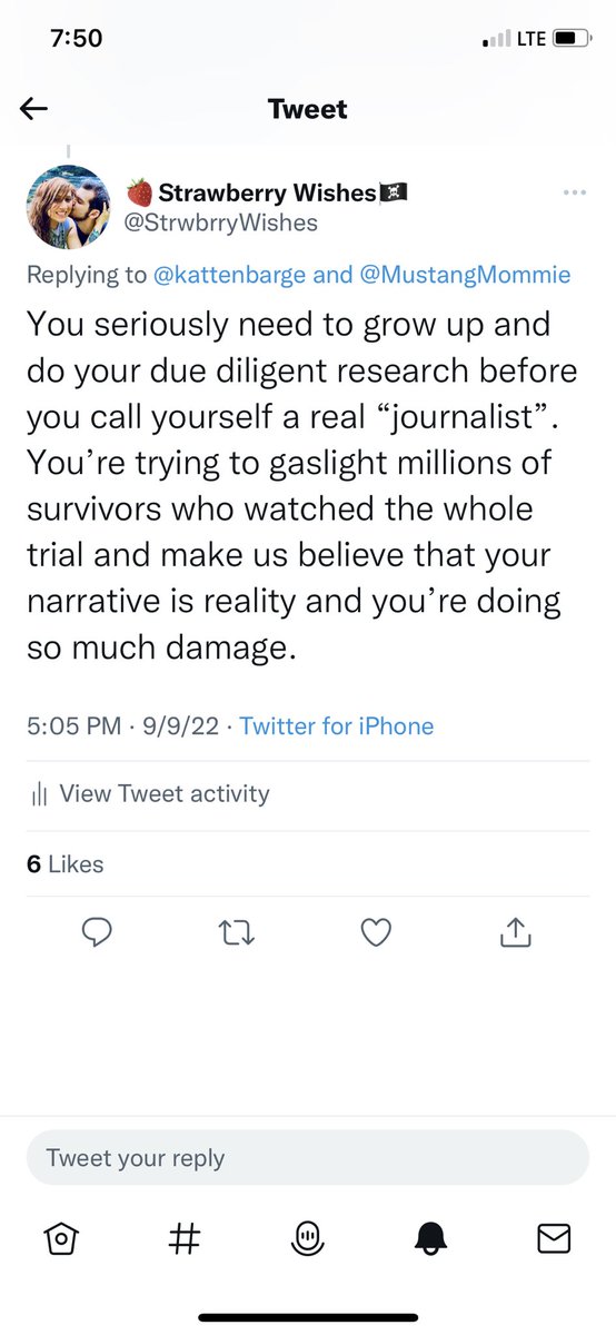 StrwbrryWishes's tweet photo. The tweet that finally got me blocked by Kat Tenbarge! Apparently she doesn’t take constructive criticism well, which is why she will never grow as a “journalist”.🤷🏻‍♀️

#MenToo #AbuseHasNoGender #JohnnyDeppDeservesAnApology https://t.co/M21RlapKRc