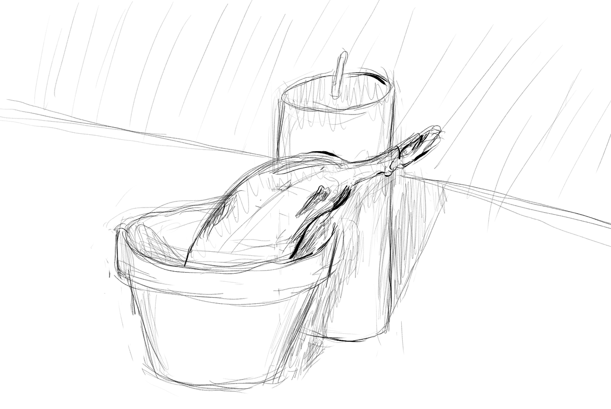 purpusky's tweet photo. Wanted to draw but was too tired after work to do a lesson so here is a banana in a flower pot, I guess 😅 #stilllife #beginnerartist #sketch https://t.co/GMk1q1A0xW