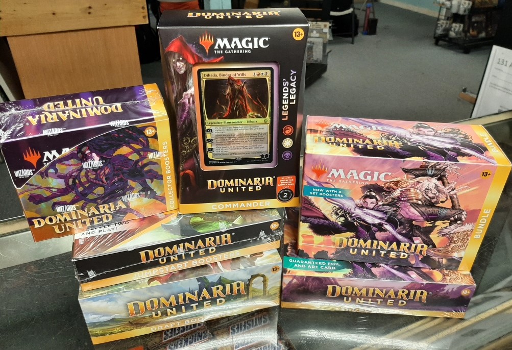 Offthewallgames's tweet image. Y'all wanna play some Magic?  We've got your Dominaria United needs covered.
