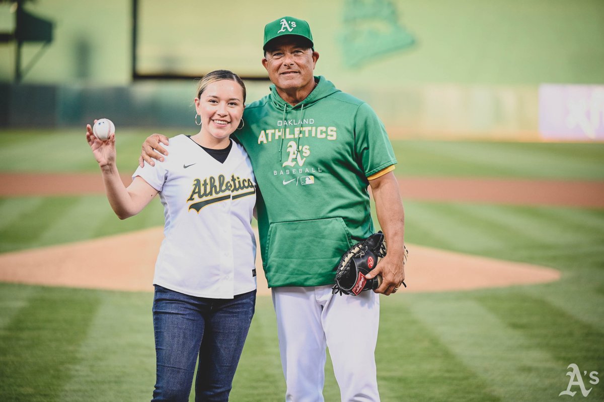 Athletics's tweet photo. Thank you to our special guests for kicking off our Latin and Hispanic Heritage Night! https://t.co/M8IMrlRxdy