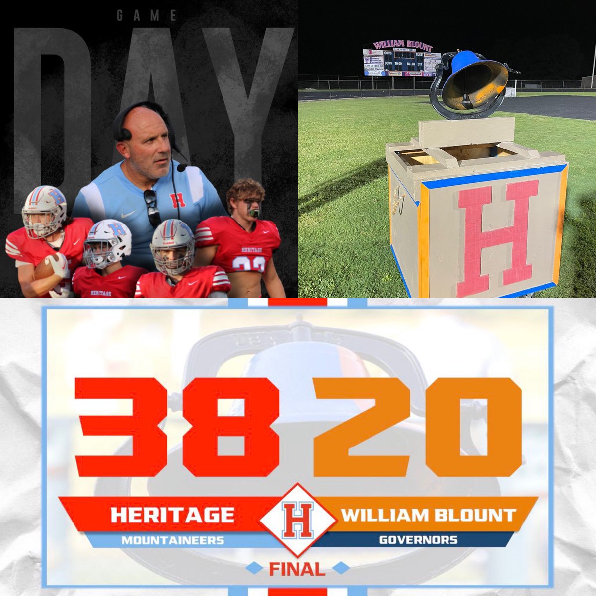 Go ‘Neers!!!
SO PROUD of the <a href="/HHSMountaineers/">Heritage High School</a> football team (especially all our Walland alumni on the team, in the band, and on the cheerleading squad!) 

CONGRATULATIONS! ❤️🏈💙