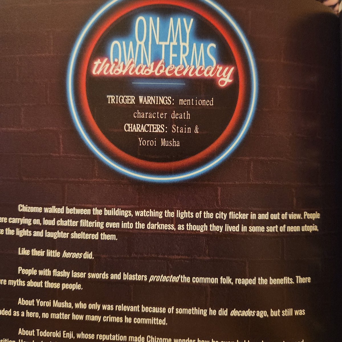 A project I'm excited to have been a part of! Thank you so much everyone from <a href="/VillainsRising/">Villains Rising: A MVA Zine - ARCHIVED</a>! What an awesome project with a pretty theme - and loved getting to write about Stain again! Super excited to have it in my hands and check out everyone's hard work 🥺💖👐