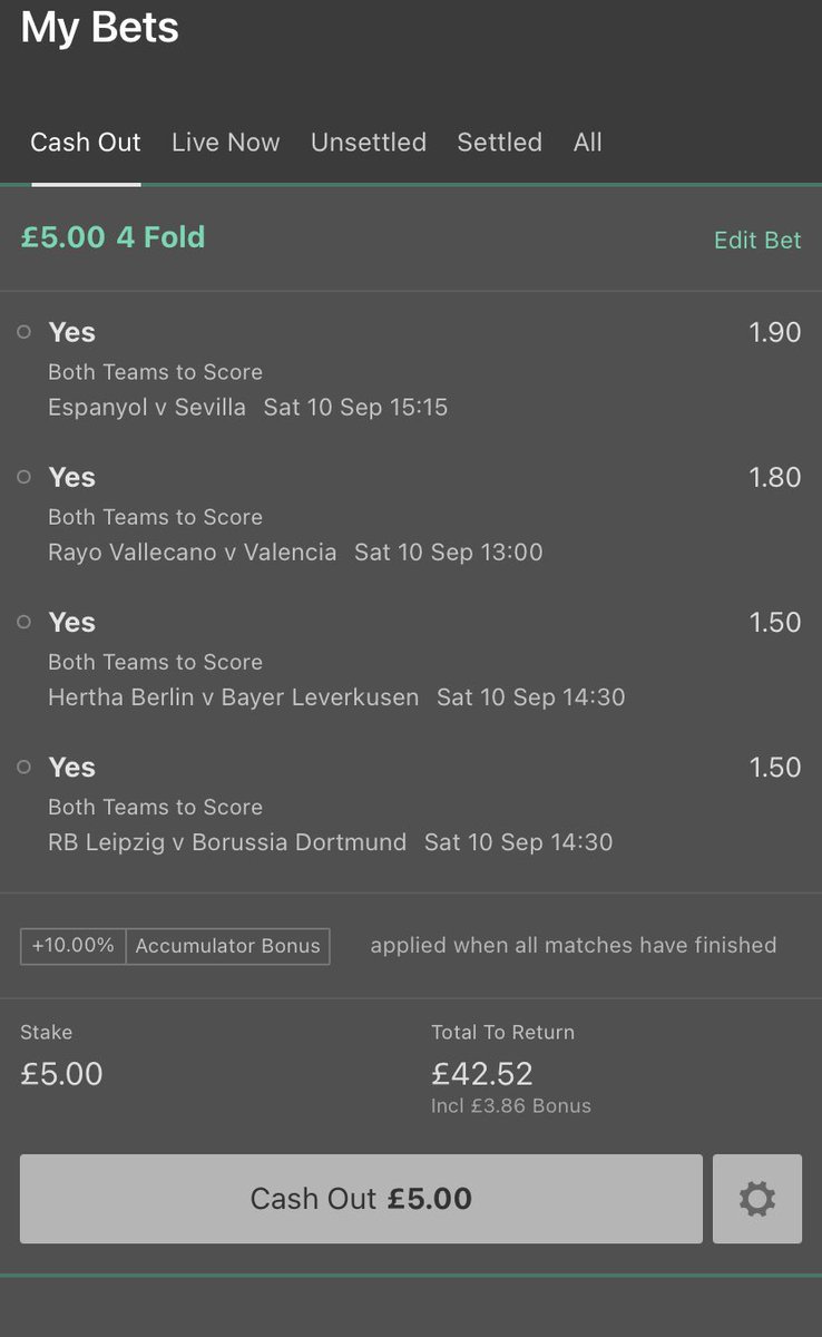 All 4 teams have scored In previous games, here are my favourites for all teams to hit the back of the net this afternoon ⚽️ #football #accumalator #bet365 #saturday #score #goal #goals #bet #betting #Tips #fun #teams #Bundesliga #primeraliga #gameday #tweet #post
