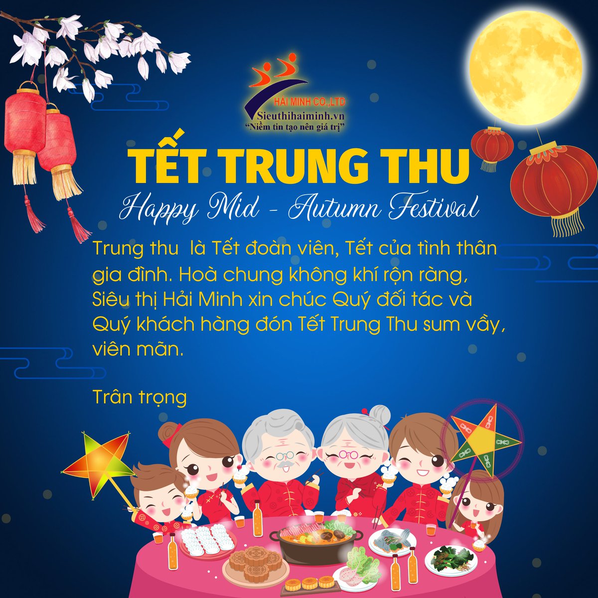 sieuthihaiminhh's tweet photo. 🎉Nhân dịp Trung Thu, Siêu thị Hải Minh xin chúc Quý đối tác và Quý khách hàng đón Tết Trung Thu sum vầy, viên mãn.
Trân trọng 💙

#sieuthihaiminh #congtyhaiminh #sieuthihaiminhchinhhang
#trungthu #longden #Tết_Trung_Thu https://t.co/OC7XwnLGjL
