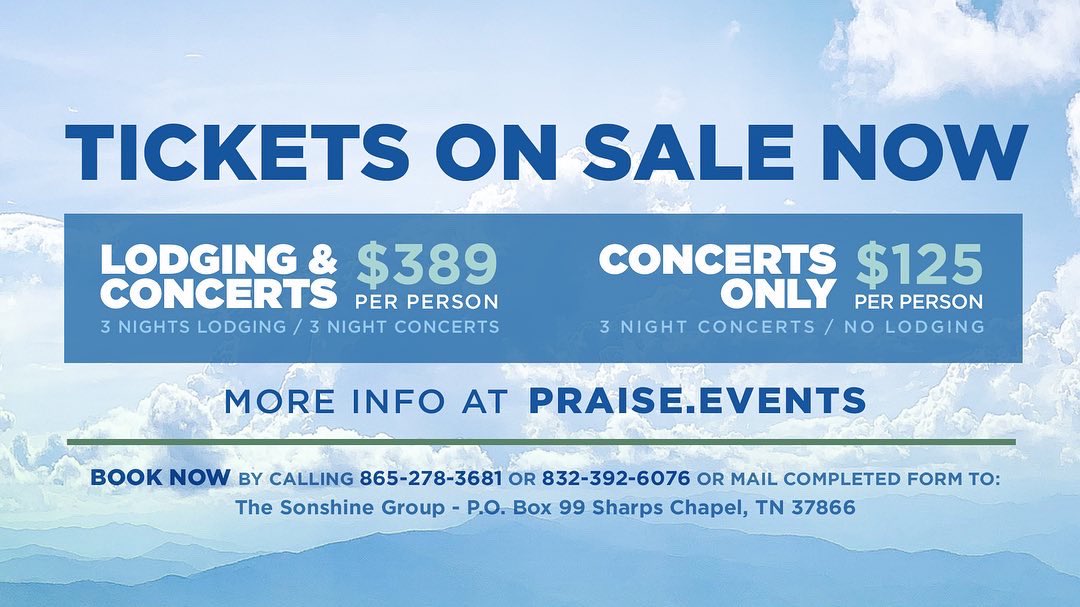Join us next year in Gatlinburg, TN for Praise In The Smokies 2023! Make plans now to experience this outstanding gospel music event. Call (832) 392-6076 to purchase your tickets.