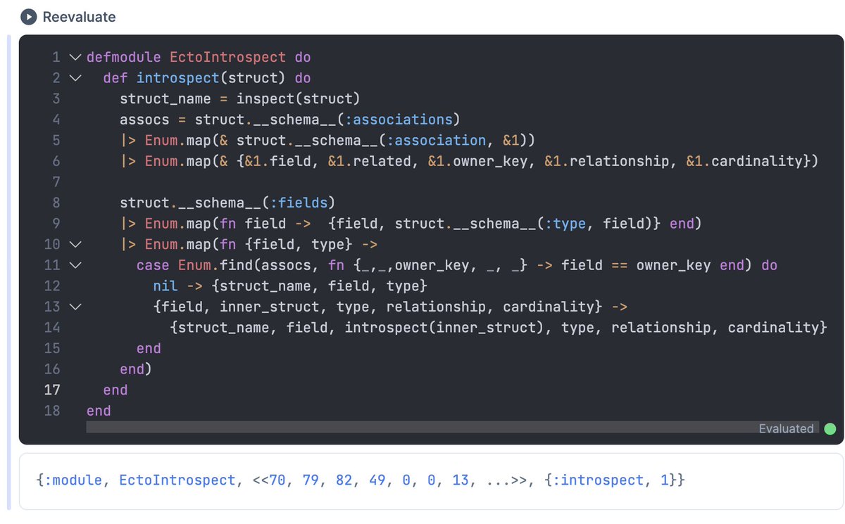 filipecabaco's tweet photo. @livebookdev as a readme of a project with visualisations so people can have an idea of the application domain are a game changer for onboarding 🤯

As an example, in couple of hours and got something I would use to check Ecto structs❤️

I'm sure there're better ways but "works"! https://t.co/99XxouqxnA