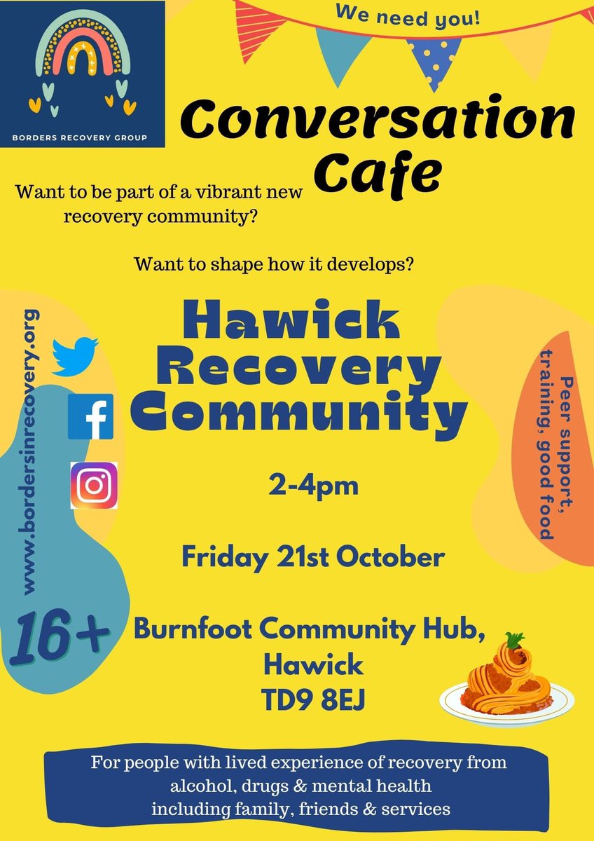 Come and join us in #Burnfoot to plan our next #RecoveryCafe #RecoveryMonth 💜💜💜 <a href="/TNLComFundScot/">The National Lottery Community Fund Scotland</a> <a href="/corrascot/">Corra Foundation</a> <a href="/MatthewCorra/">Matthew Gilbert-Straw</a> @doig_fiona <a href="/susiesfad/">Susie McClue</a> <a href="/AndersonRJM/">Rod Anderson</a> <a href="/Recovery_Scot/">Recovery Coaching Scotland CIC</a> <a href="/SRConsortium/">Scottish Recovery Consortium</a> @ChrisMyers_UK <a href="/BordersMentalH/">Mental Health Scottish Borders</a> <a href="/projecthawick/">Project Hawick</a> @BordersTSI <a href="/NHSBorders/">NHS Borders</a> <a href="/ryanconnor4/">ryan connor</a>