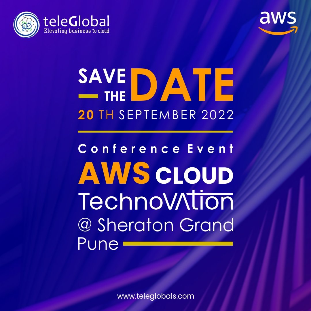 Teleglobals's tweet photo. Circle the date 20th Sept 2022 and Venue Now. Registration will start from Monday. Stay tuned!
#aws #awsservices #awscloud #cloudevent #awscloudtechnovation #awsevent #techevents #teleglobalinternational https://t.co/Qy9Ltgik1r
