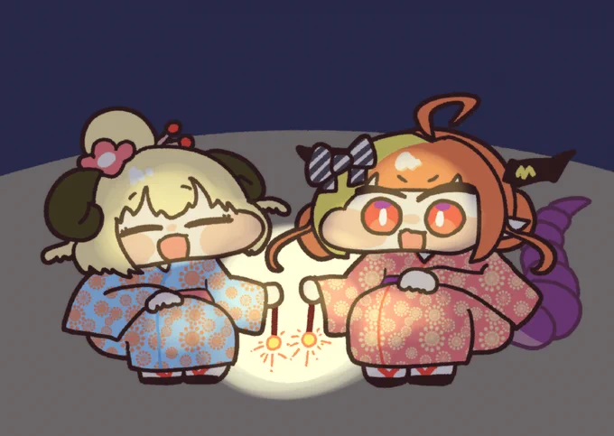 わたココの夏〜夜〜 #つのまきあーと #みかじ絵 