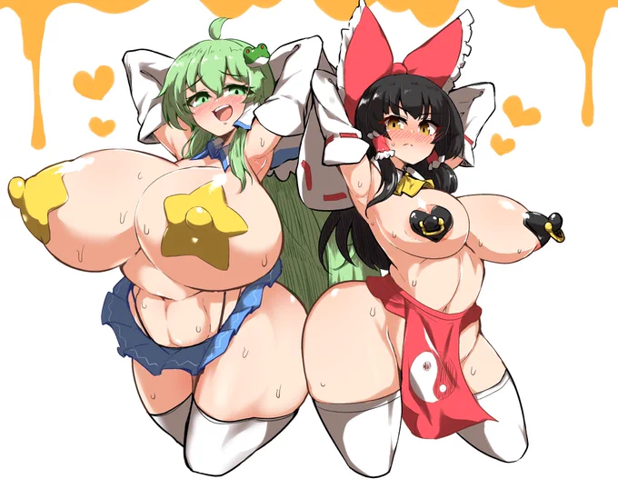 むちむちの早苗が欲しかったので霊夢にも付き合ってもらいました 