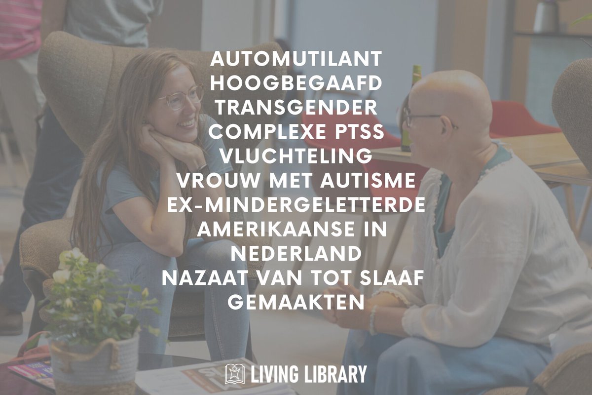 Dagje Nieuwegein? Vandaag lees je in de bibliotheek (De Tweede Verdieping) deze levende boeken! Iedereen is welkom, je hoeft je niet aan te melden. <a href="/BiebNieuwegein/">Bibliotheek Nieuwegein</a> #livinglibrary #dialoog #inclusie