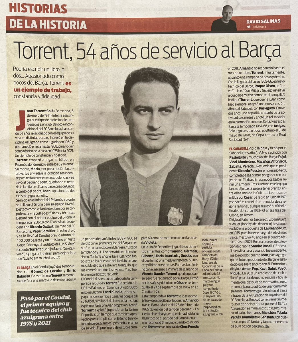 bonhoff62's tweet photo. Hoy @flytoapia nos relata la vida deportiva de Joan TORRENT, medio del Palamós y @GironaFC que llegó al @FCBarcelona_cat gracias a Samitier. Jugó en el #Condal, @UDLP_Oficial y @CESabadell para acabar entrenando en el fútbol base azulgrana. Lo puedes leer en @sport. https://t.co/tQc3izzZpI