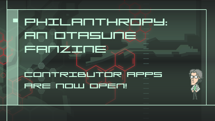 otasunezine's tweet photo. Contributor applications are now OPEN for Philanthropy: An Otasune Fanzine! Let's go!🐍💙🖥️
🗓️Closes: October 10, 23:59 CT
🖌️Artist/merch: https://t.co/zJlz6IMVuW
📔Writer: https://t.co/wvqrLtqBpY
❓FAQ/zine specs: https://t.co/rdNi6ZHzfH
❣️Schedule: https://t.co/r47CAlcQog https://t.co/9bMviMYXJK