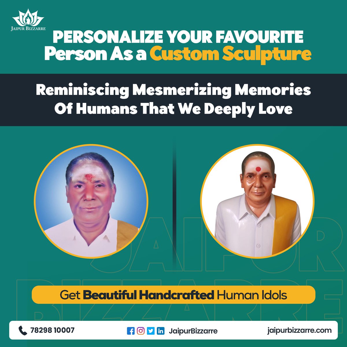 jaipurbizzarre's tweet photo. Personalize your favorite person as a custom sculpture.
Reminiscing mesmerizing memories of humans that we deeply love.
Get a Beautiful Handcrafted Human Idols.
#jaipurbizzarre #bestmarblestatues #marblestatues #affrodablemarblestatues #ThankGod #Disney #humanidols https://t.co/UMHd9RczOV