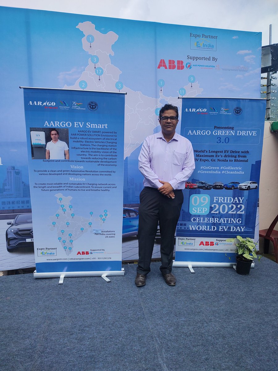 HitenderV's tweet photo. Celebrating #WorldEVDay2022. One of the longest EV Rally organised by @AargoEV.
#AARGOEV #DelhitoBhimtal #ABB @ABBelec @ABB_EVCharging #sustainability #EVCharging https://t.co/6KEqkfGXbp
