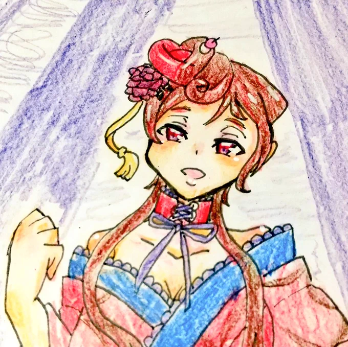 ゆうぎりさん描いた!!!!流石アイドル衣装ヒラヒラが強い(描けない) 