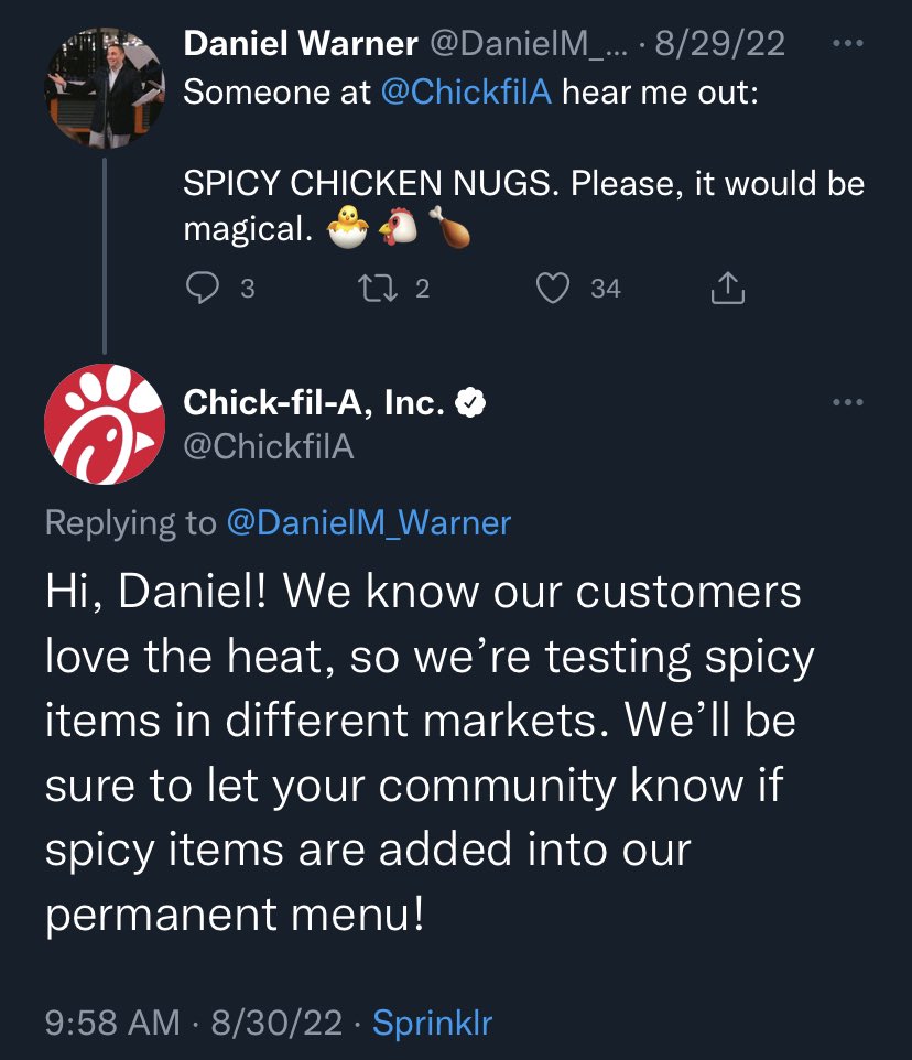 FactsinatedbyTV's tweet photo. @ChickfilA @KANYEISMYDAD All jokes aside, they reply like this frequently. https://t.co/RWmEyGDpud