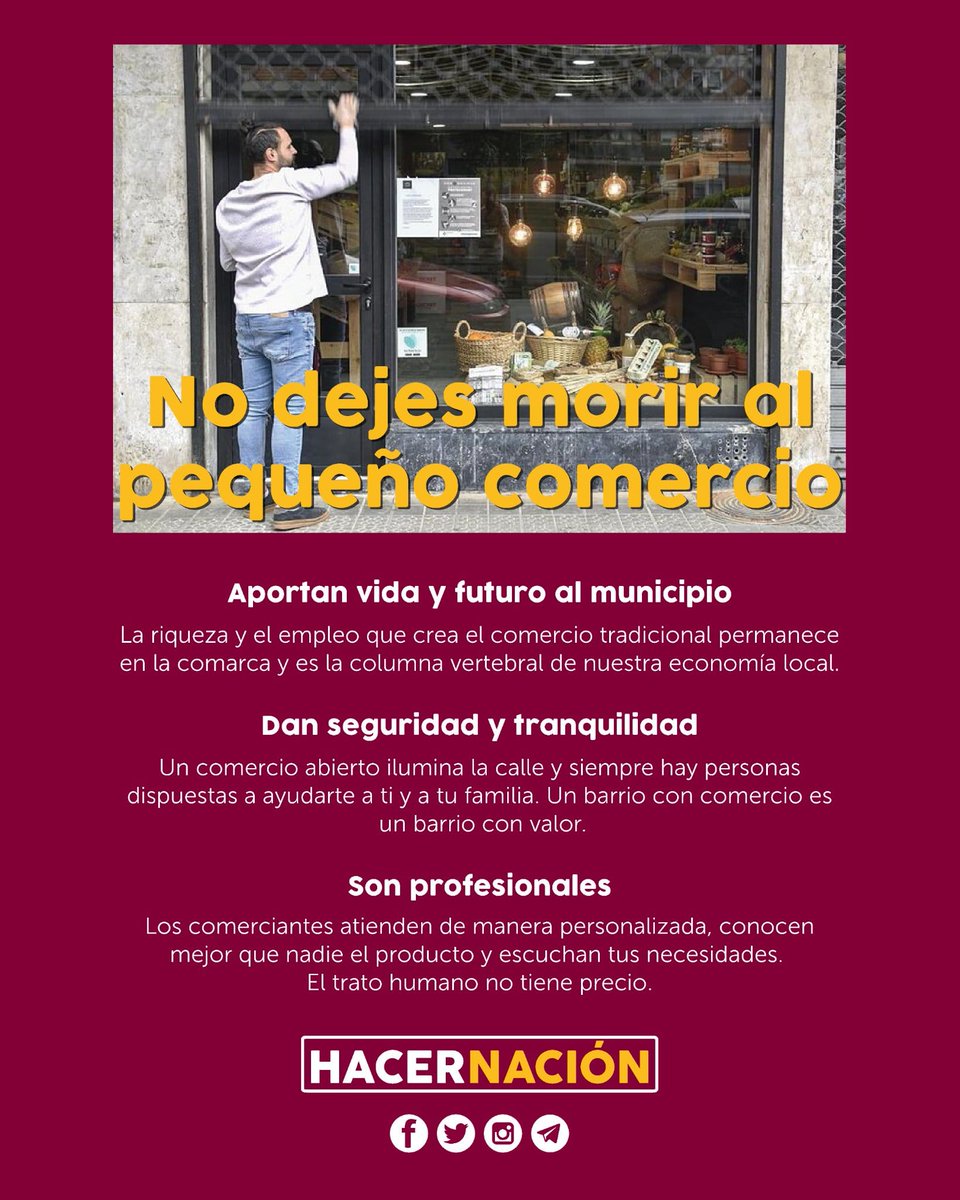 HN_Alicante's tweet photo. El comercio tradicional genera empleo, evita la degradación y abandono de las calles y son el corazón que da la vida a nuestros barrios.
Frente a internet o las grandes superficies,
tú tienes el poder de elegir:
Compra en el #comerciolocal, saldrás ganando.
#DefiendeElche ⚒️🫒 https://t.co/GjGcyTtB1n