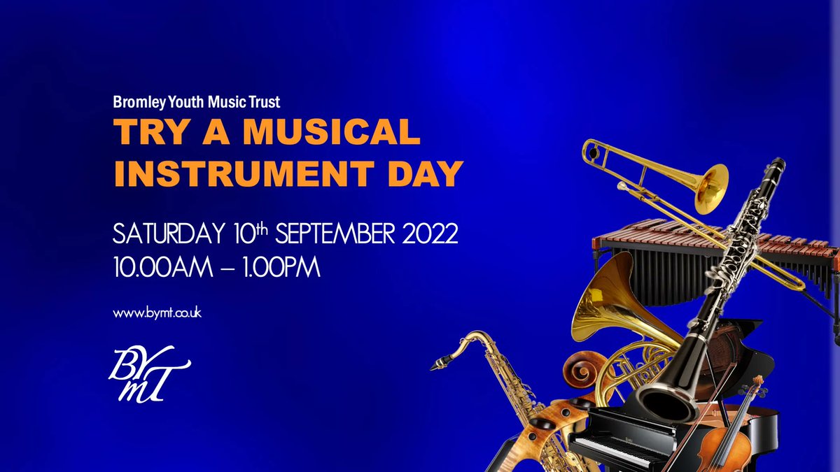 BYMT is open today, Saturday 10 Sept, 10am-1pm, for our Try a Musical Instrument day. Excellent chance to come along to the centre, try the instruments, talk to the teachers & make some noise!